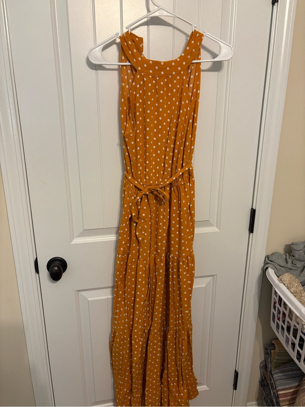 Mustard Yellow Polka Dot Maxi Dress